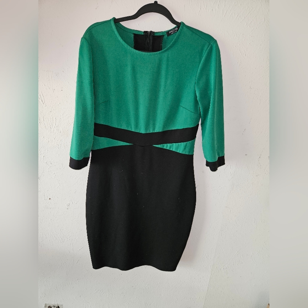 Elegant Green and Black Women's Dress Size L